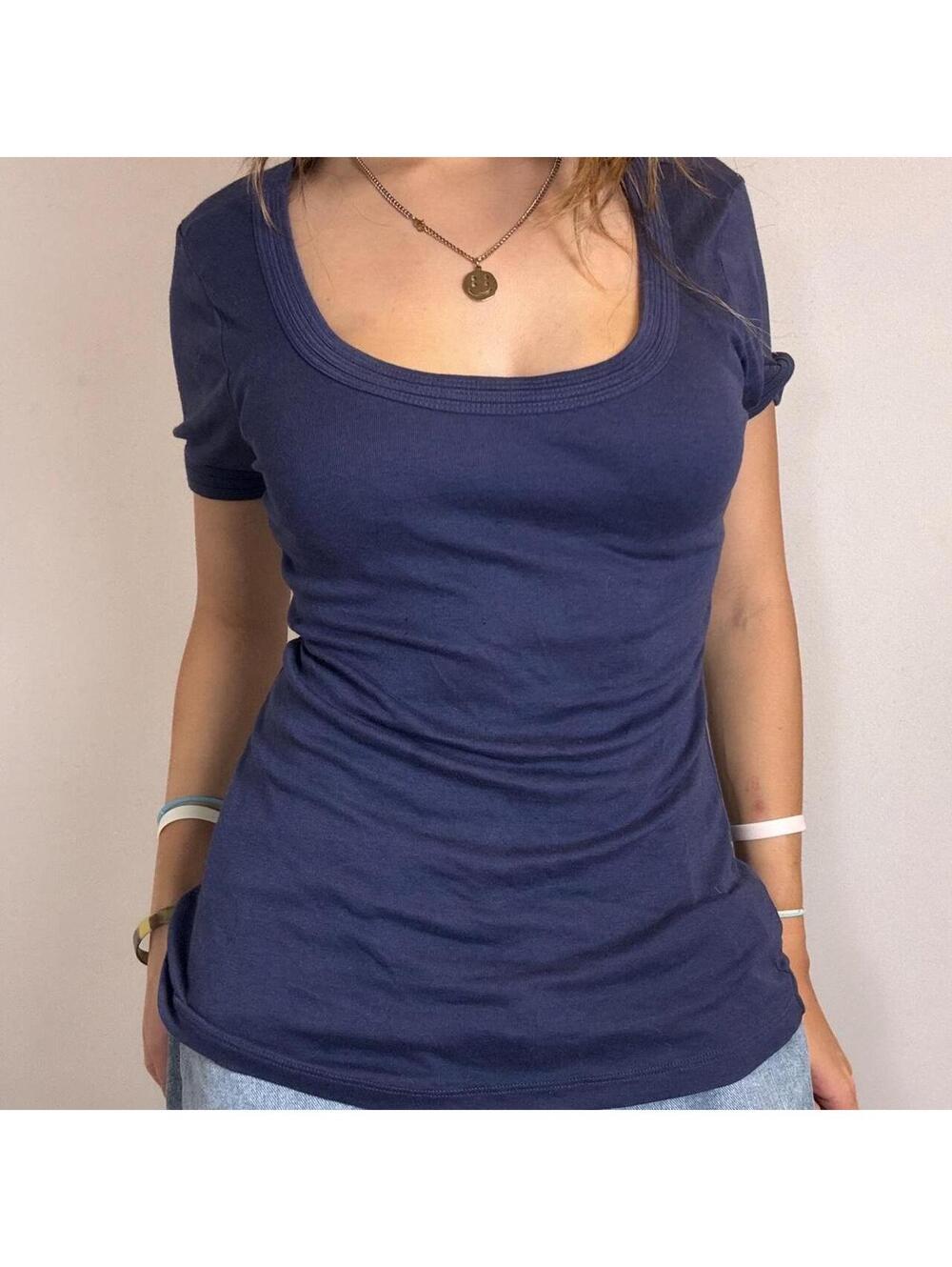 Old Navy navy blue cotton & modal scoop neck t-shirt in size L !